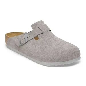 Birkenstock Women Suede Leather Clog in Stome Coin